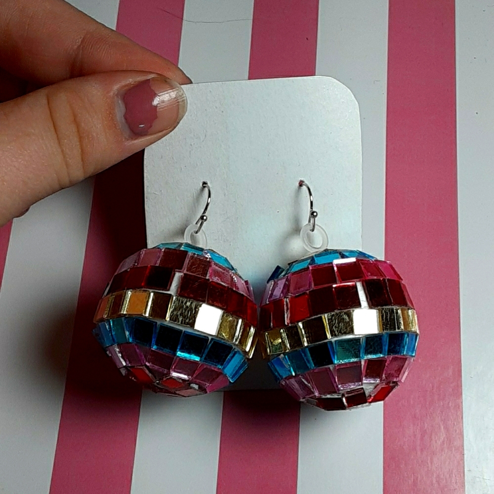 Handmade Disco Ball Lesbian Earrings